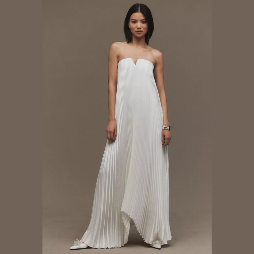 L'IDÉE NWT Black Tie Strapless Pleated Maxi Gown Sz 0